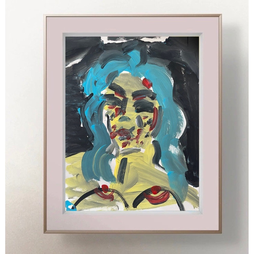 Oman Original Neo Expressionism Woman Portrait Abstract Painting Fine Art 8.5x11